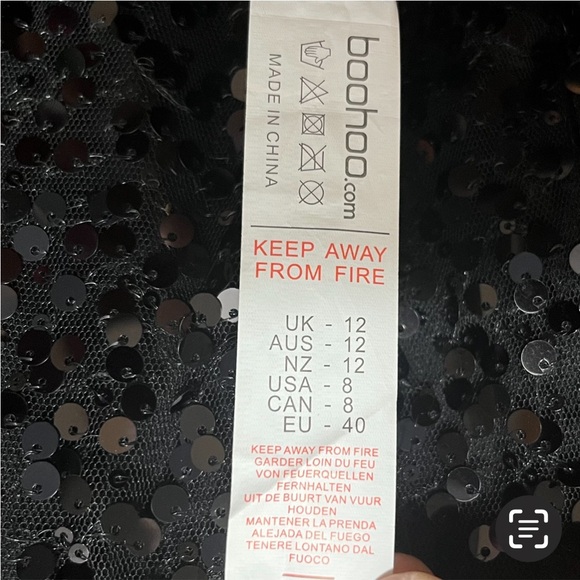 Boohoo Black Deep Plunge Sequined Bodycon Dress Size 8 NWT - Picture 7 of 10